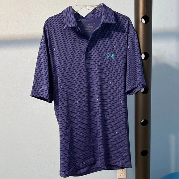 Under Armour Men's Blue Patterned Polo Shirt - Picture 1 of 3